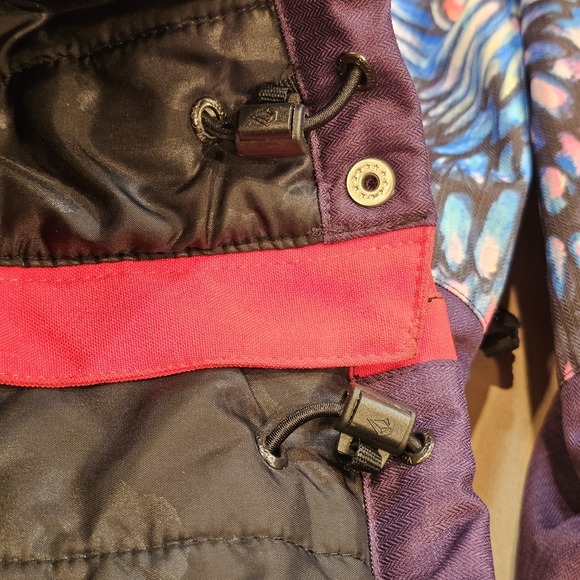 Volcom Snowboard Ski Jacket Women S Owl Insulated Mid-length Hood Zip Pockets - Picture 10 of 16